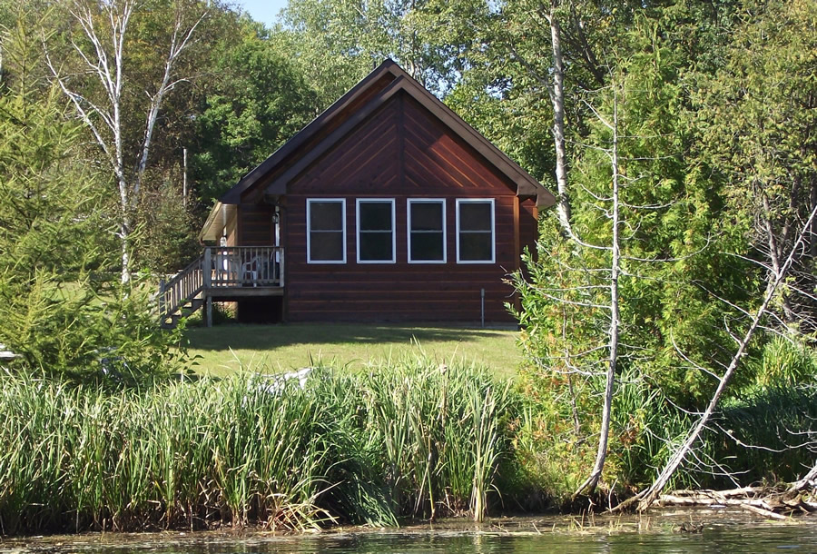 Exterior view from Lake, Barn Cabin, Fernleigh Lodge